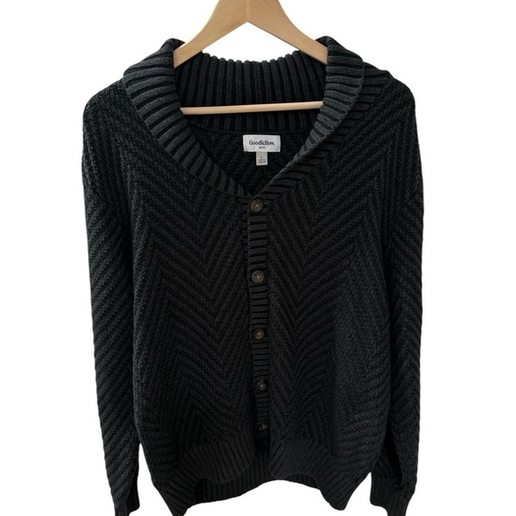 Goodfellow and Co. Men’s Size L  sweater 5 Button Cotton Blend Ribbed Collared - Picture 1 of 8